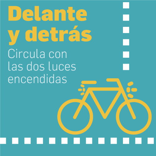 Delante y detrás. Circula con las dos luces encendidas.