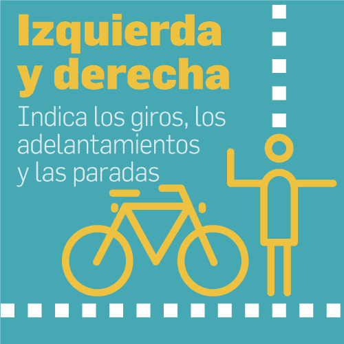 Izquierda y derecha. Avisa cuando gires, adelantes o te pares.